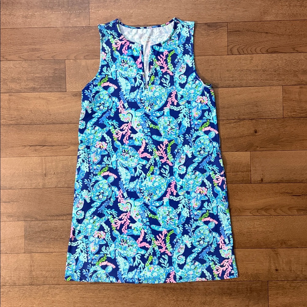 Lilly Pulitzer Size Medium Johana Cover-Up Corsica Blue Turtle Villa Mini Dress